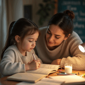 student and parent doing homework