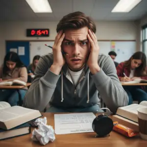 student taking exam