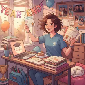 student at the end of the school year
